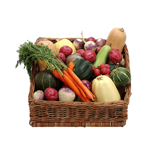 Korb mit Obst und Gemüse gefüllt