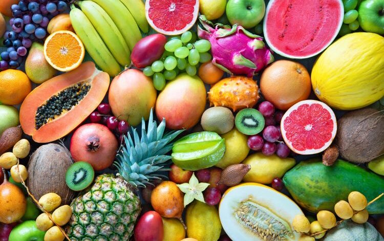 Auswahl an Früchten und Obst- Fructose